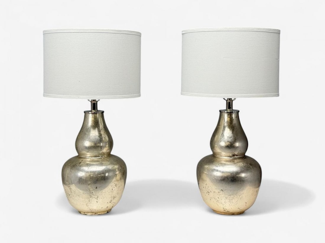 American Modern, Mercury Glass, Fabric, Table Lamps, USA, 1950s - 3