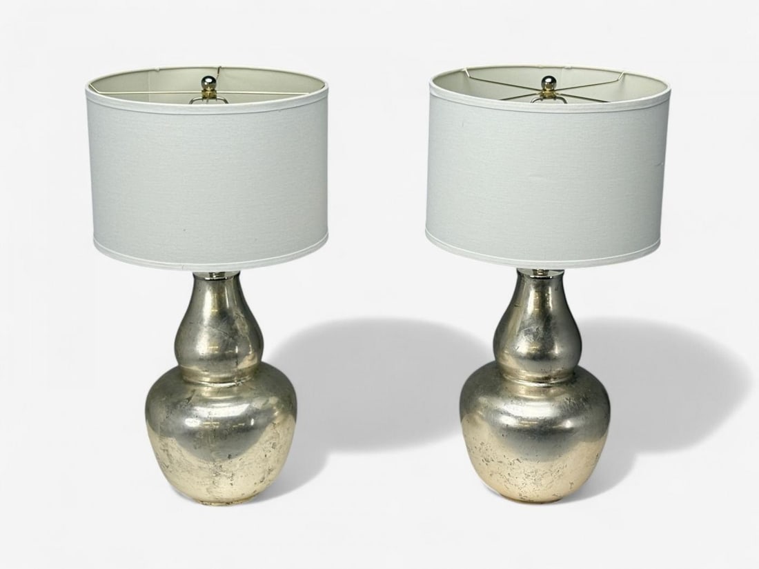 American Modern, Mercury Glass, Fabric, Table Lamps, USA, 1950s - 4