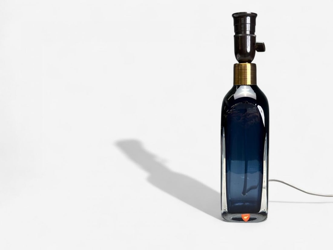 Nils Landberg, Swedish Modern, Blue Tinted Glass, Table Lamp, Sweden, 1960s - 3