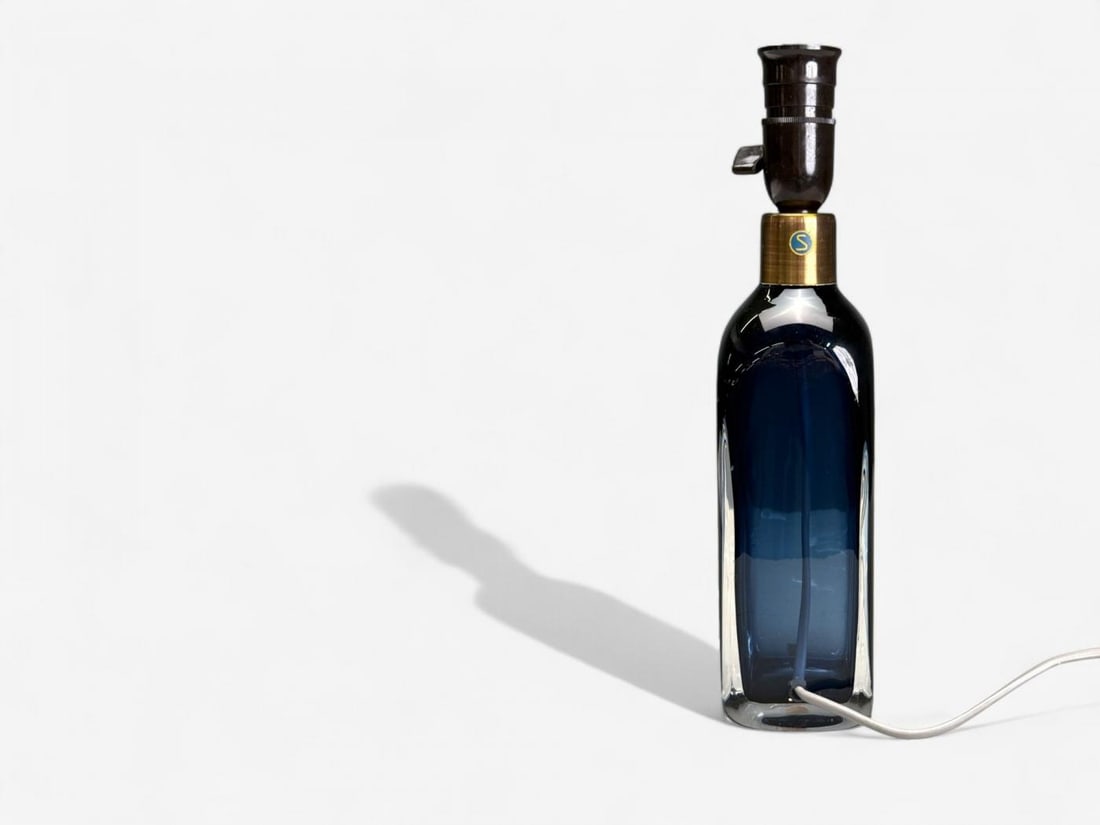 Nils Landberg, Swedish Modern, Blue Tinted Glass, Table Lamp, Sweden, 1960s - 6