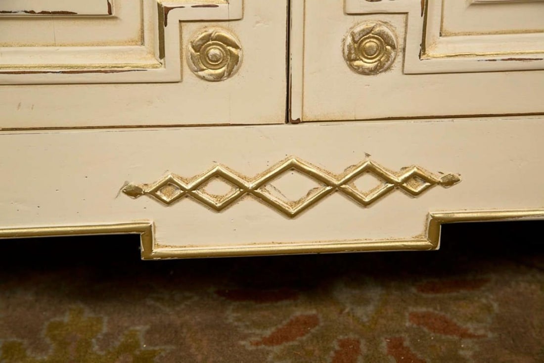 Maison Jansen Ivory Distress Painted Gilt Gold Decorated Bookcase / Cabinet - 10