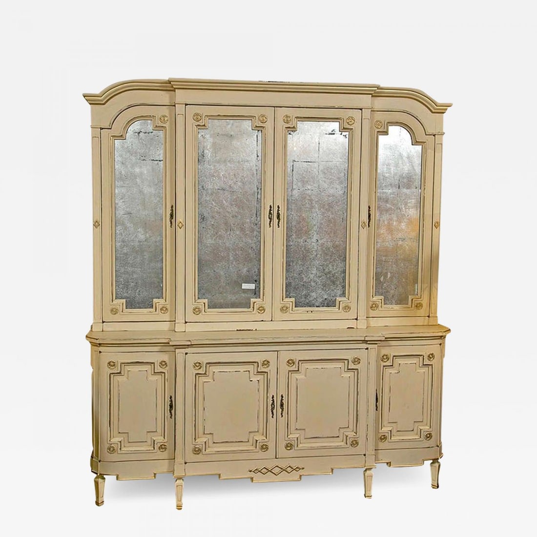 Maison Jansen Ivory Distress Painted Gilt Gold Decorated Bookcase / Cabinet (1 of 11)