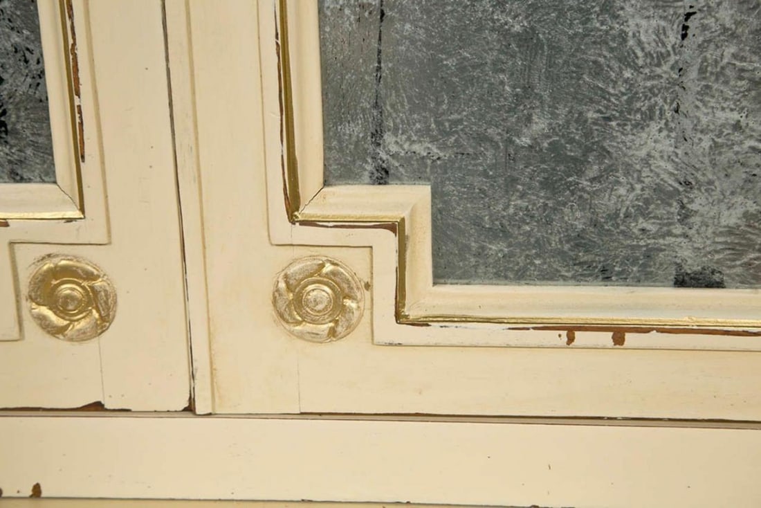 Maison Jansen Ivory Distress Painted Gilt Gold Decorated Bookcase / Cabinet - 5