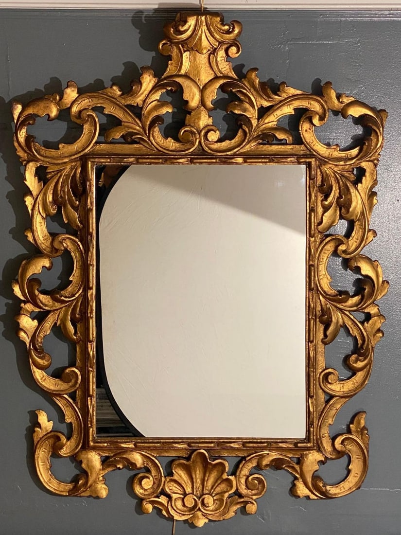 Pair of Rococo Style Frame Wall or Console Mirrors, Carved Gilded Wood Surrounds - 5