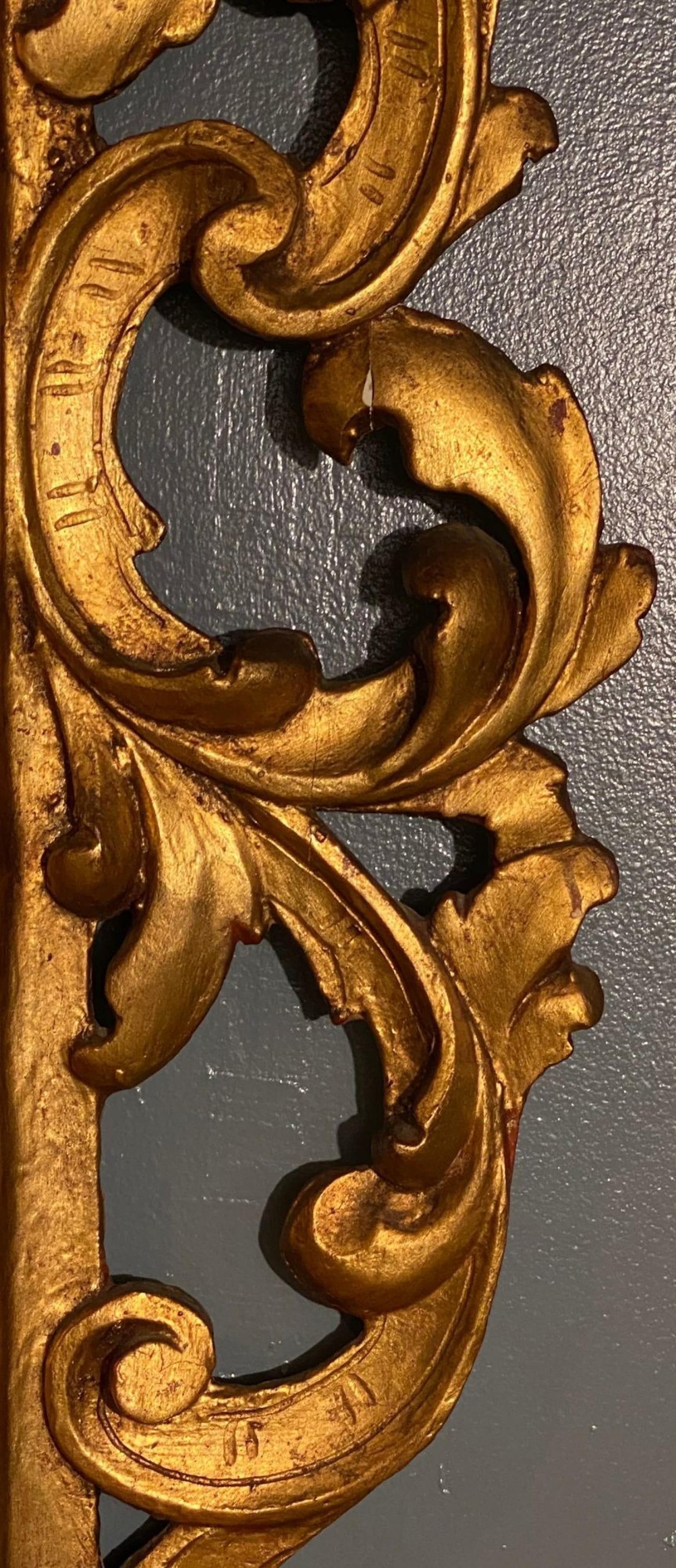 Pair of Rococo Style Frame Wall or Console Mirrors, Carved Gilded Wood Surrounds - 9