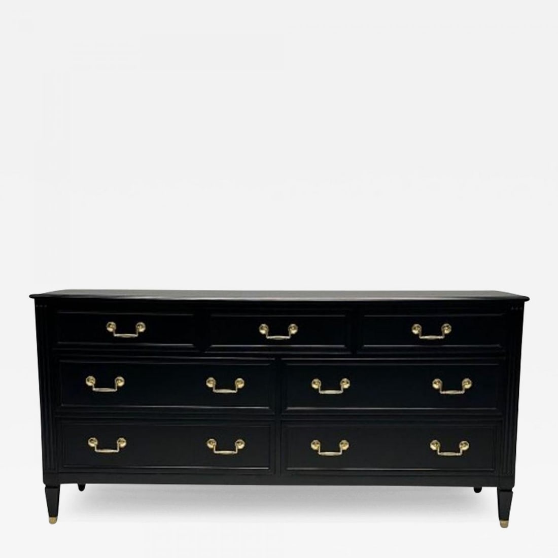 Kindel, Hollywood Regency Style, Dresser, Matte Black, Brass, USA, 1970s (1 of 11)