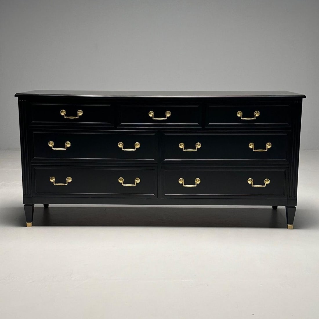 Kindel, Hollywood Regency Style, Dresser, Matte Black, Brass, USA, 1970s - 3