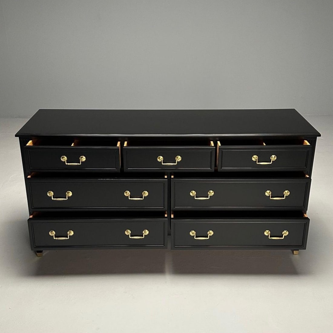 Kindel, Hollywood Regency Style, Dresser, Matte Black, Brass, USA, 1970s - 7