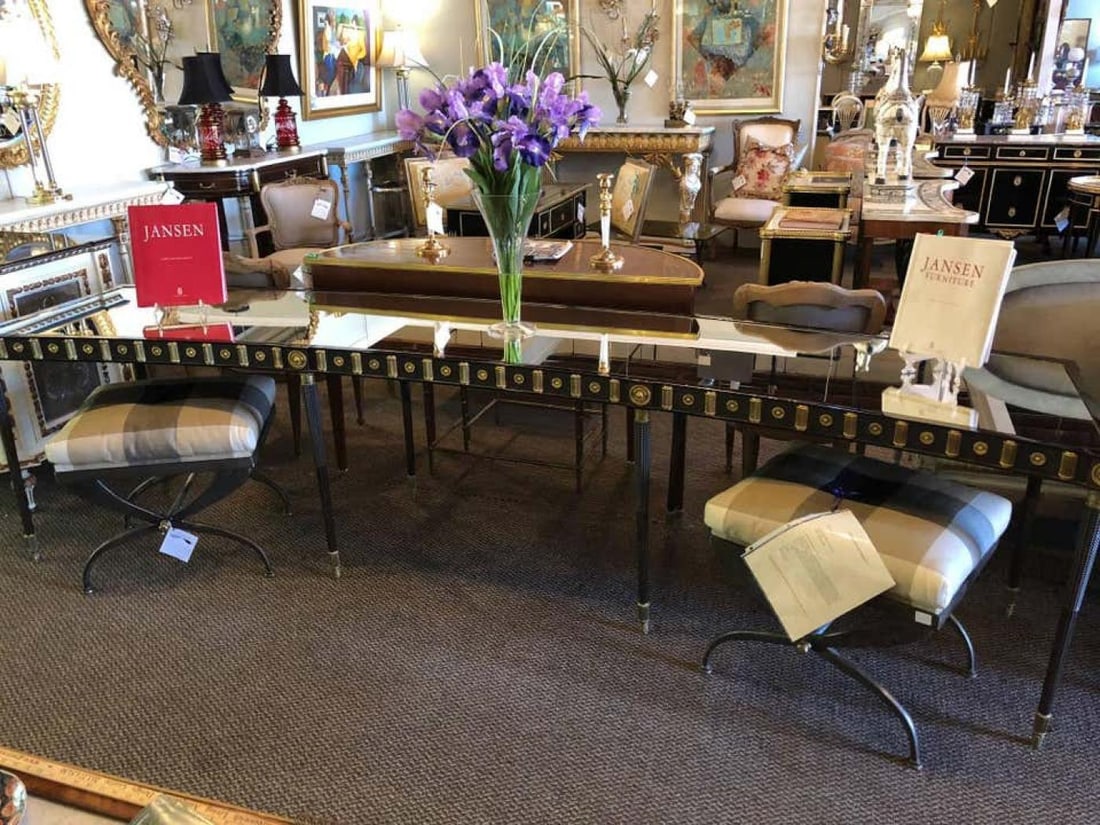 Maison Jansen Monumental Concave Steel and Bronze Console or Sideboard - 11