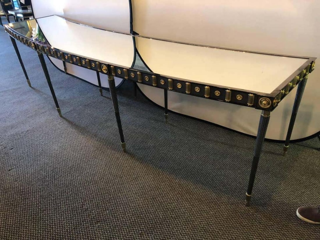 Maison Jansen Monumental Concave Steel and Bronze Console or Sideboard - 3