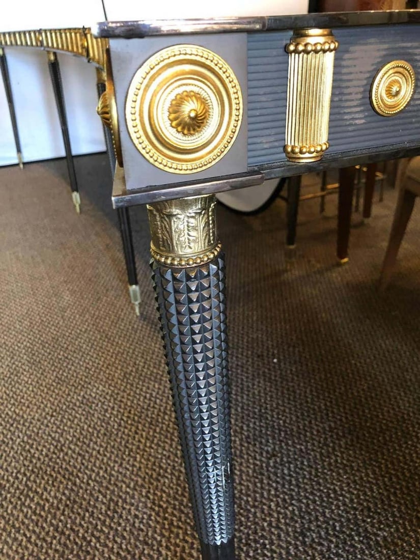 Maison Jansen Monumental Concave Steel and Bronze Console or Sideboard - 8