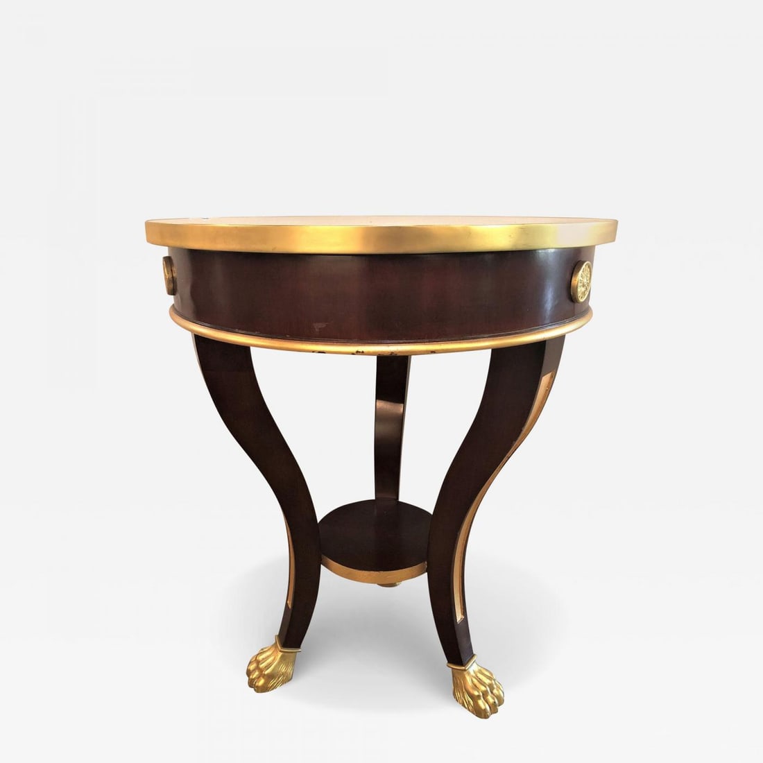 Jansen Style Claw Foot and Bronze Mounted Marble-Top Circular End Side Table - 2