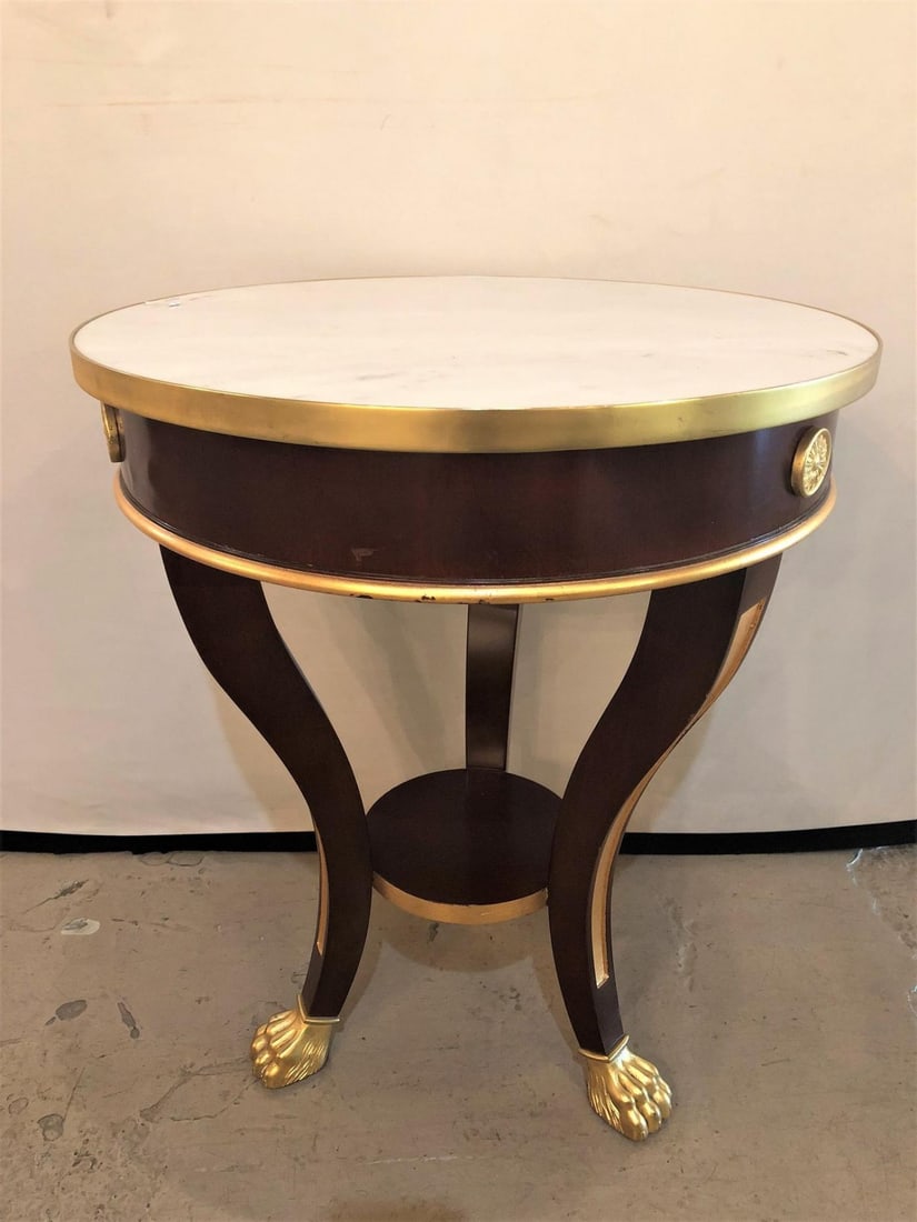 Jansen Style Claw Foot and Bronze Mounted Marble-Top Circular End Side Table - 3