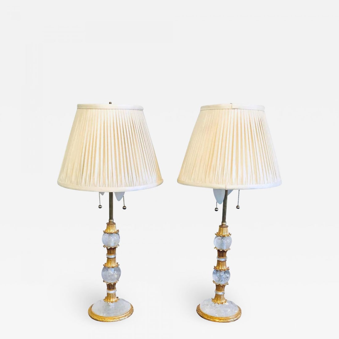 Pair of Gilt Metal and Rock Crystal Baguès Style Table Lamps (1 of 11)