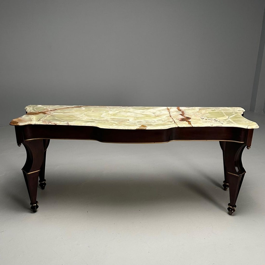 French Mahogany And Parcel Gilt Onyx Marble Top Console Table by Maison Jansen - 3