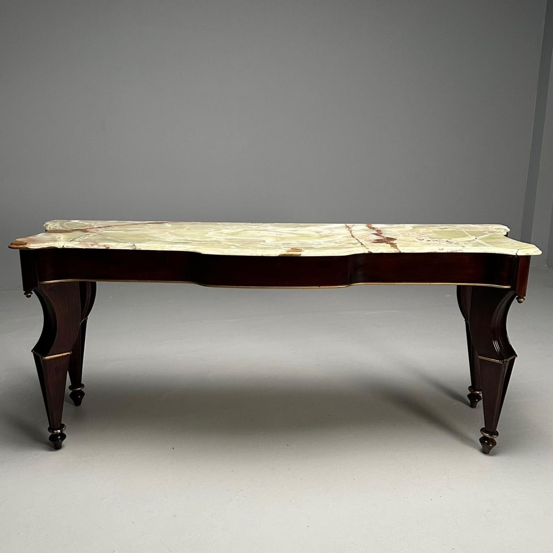 French Mahogany And Parcel Gilt Onyx Marble Top Console Table by Maison Jansen - 4