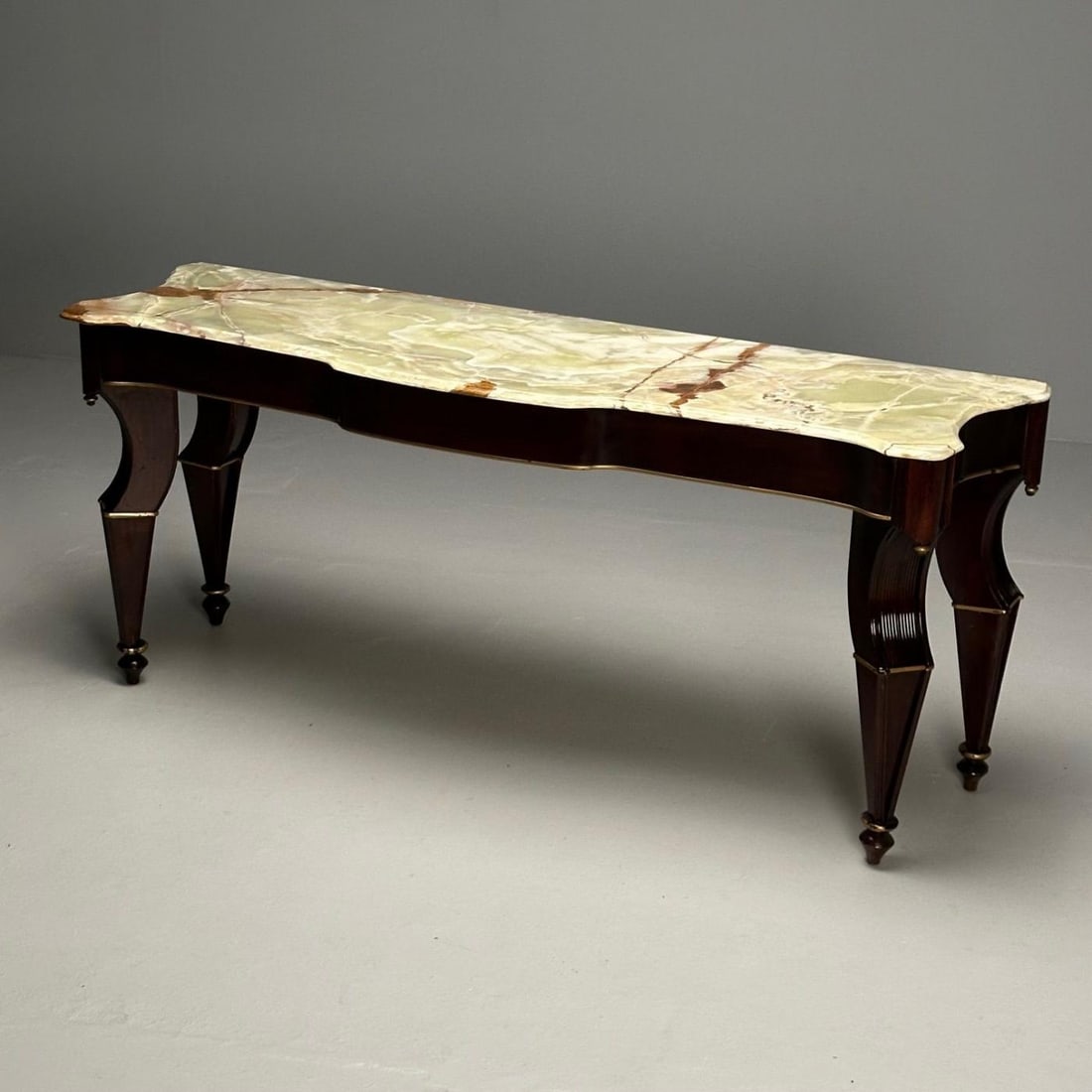 French Mahogany And Parcel Gilt Onyx Marble Top Console Table by Maison Jansen - 6