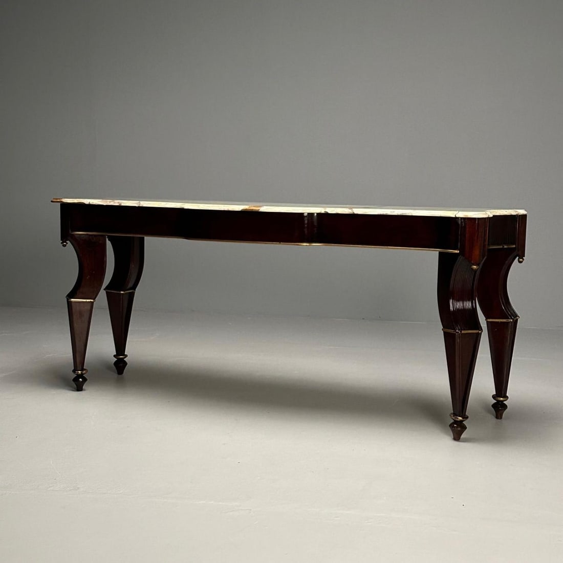 French Mahogany And Parcel Gilt Onyx Marble Top Console Table by Maison Jansen - 7