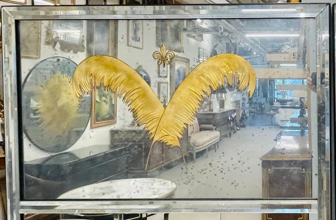 Pair of Art Deco Style Eglomise Wall or Console Mirrors, Maison Jansen Inspired - 5