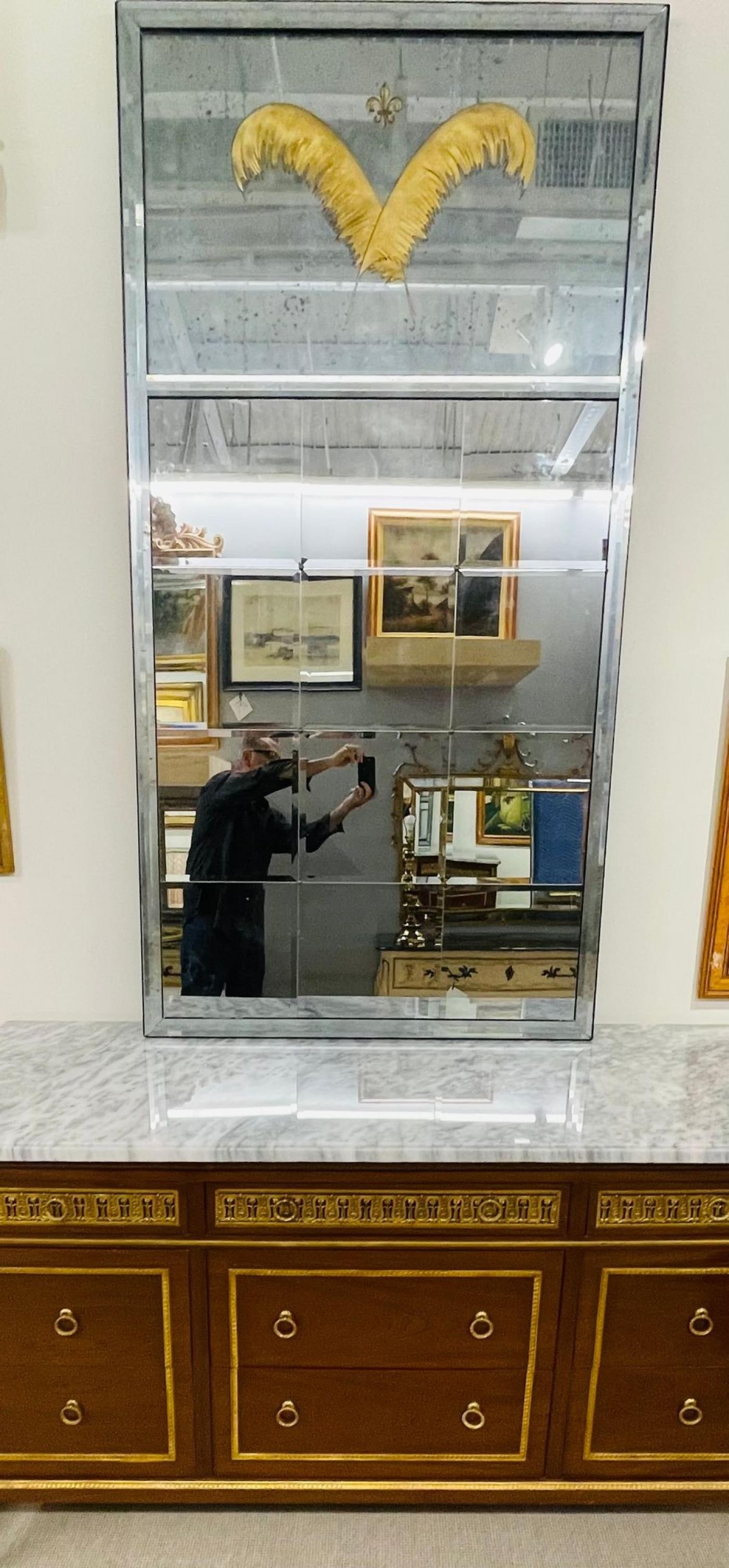 Pair of Art Deco Style Eglomise Wall or Console Mirrors, Maison Jansen Inspired - 8