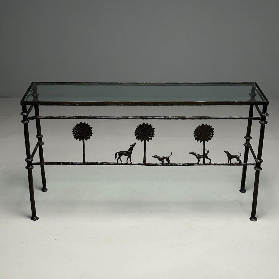 Giacometti Style, Mid-Century Modern, Console Table, Horse, Dog, Tree Motif - 4