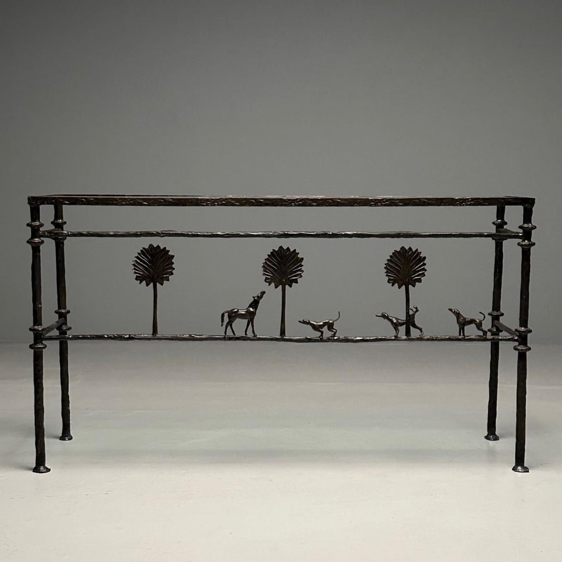 Giacometti Style, Mid-Century Modern, Console Table, Horse, Dog, Tree Motif - 5