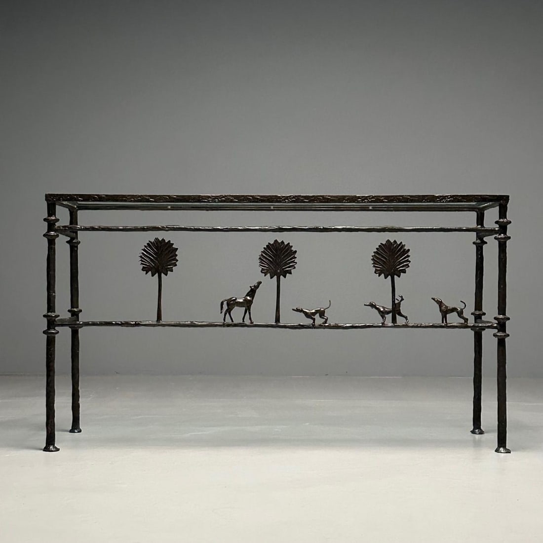 Giacometti Style, Mid-Century Modern, Console Table, Horse, Dog, Tree Motif - 6
