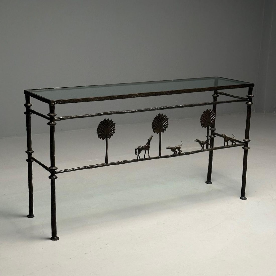 Giacometti Style, Mid-Century Modern, Console Table, Horse, Dog, Tree Motif - 7