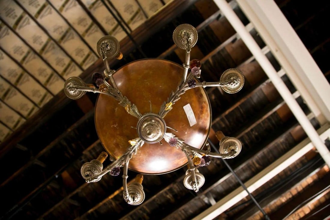 French Art Nouveau Style Eight-Light Chandelier Silver Argente Over Bronze - 5