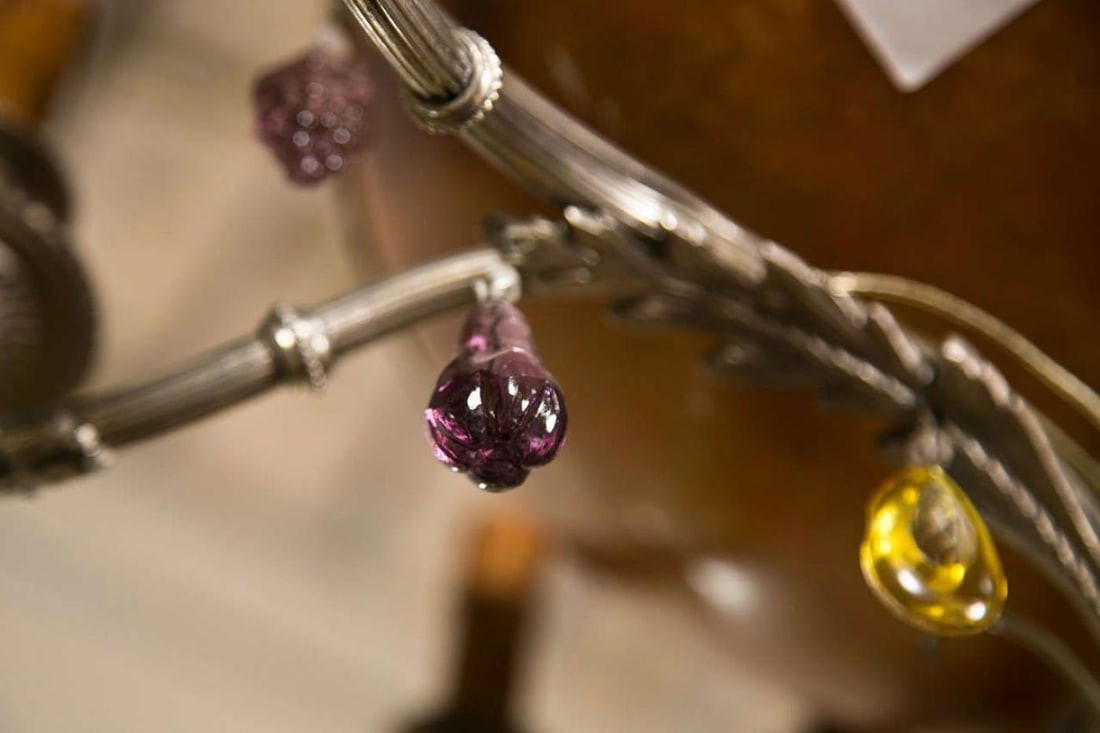 French Art Nouveau Style Eight-Light Chandelier Silver Argente Over Bronze - 6