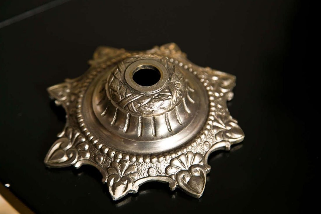 French Art Nouveau Style Eight-Light Chandelier Silver Argente Over Bronze - 7