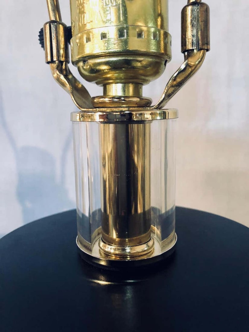 Pair of Art Deco Style Modern Black Table Lamps Lucite Base and Antelopes - 9