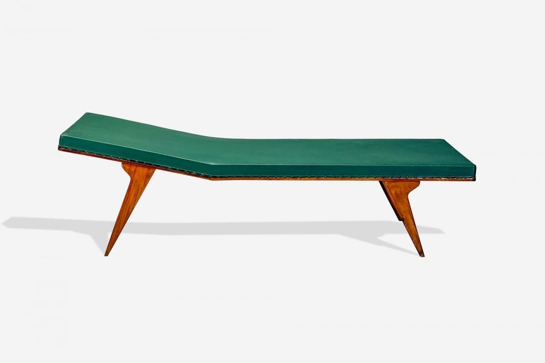 Italian Modern, Walnut, Leatherette, Chaise Lounge, Italy, 1950s - 4