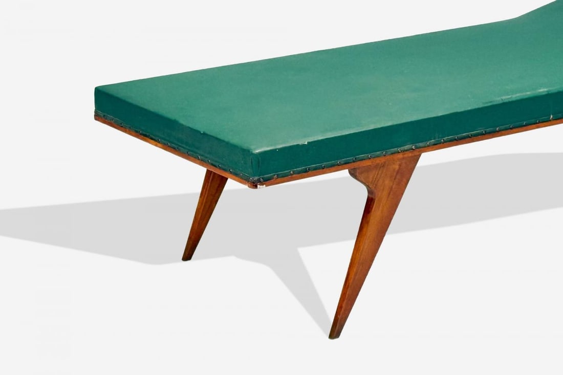 Italian Modern, Walnut, Leatherette, Chaise Lounge, Italy, 1950s - 8