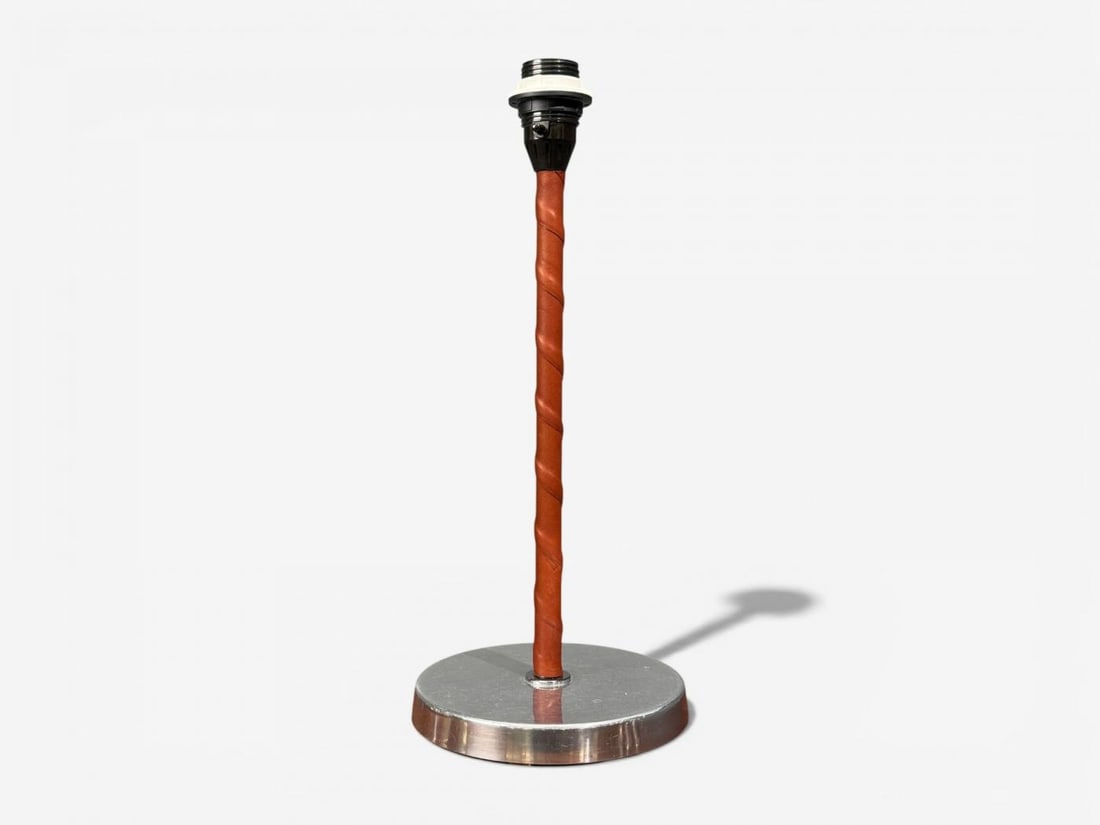 Bergboms, Table Lamps, Leather, Nickel Plated, Sweden, 1960s - 3