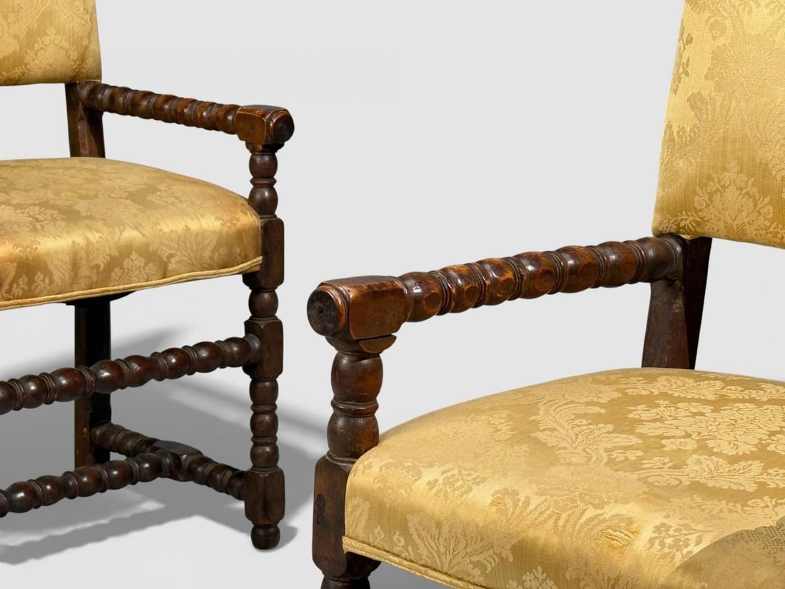 Louis XIII, Barley Twist Occasional Chairs, Fabric, Cherry, France, 17th c. - 6