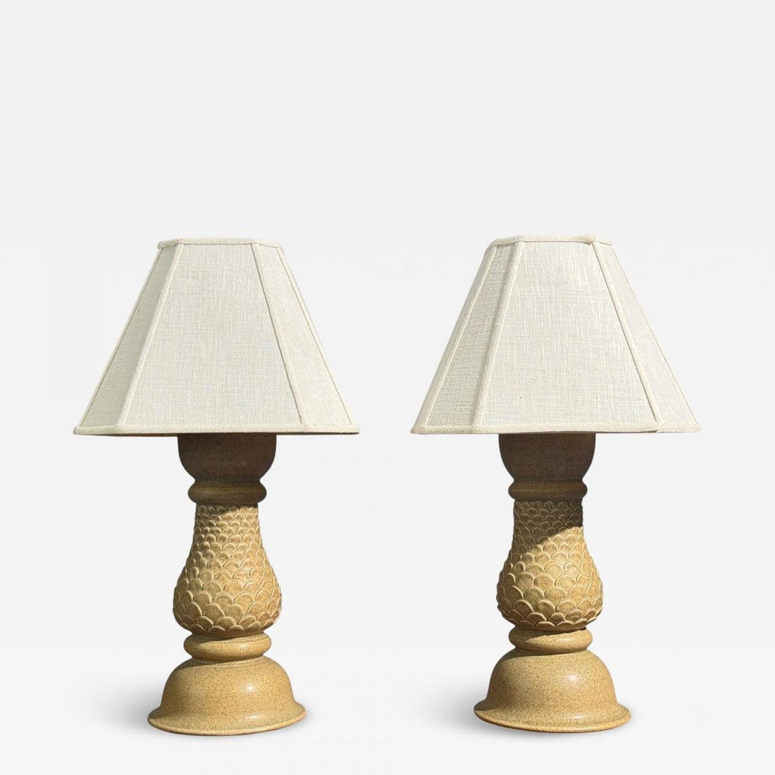 Kaisa Essén, Table Lamps, Beige Stoneware, Sweden, 1980s (1 of 9)
