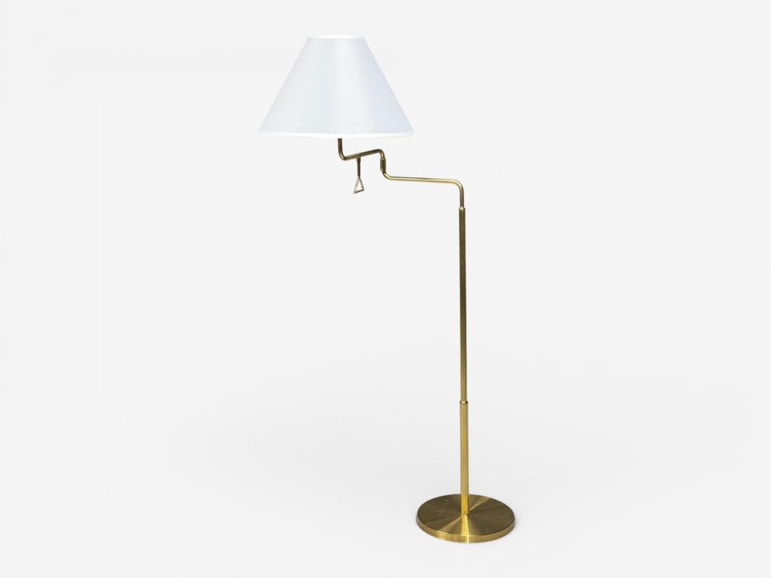 Armaturhantverk Göteborg, Articulating Floor Lamp, Brass, Fabric, Sweden, 1960s - 3