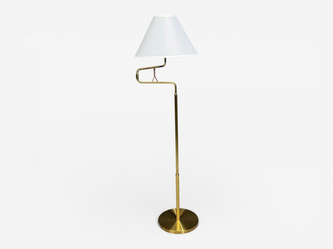Armaturhantverk Göteborg, Articulating Floor Lamp, Brass, Fabric, Sweden, 1960s - 5