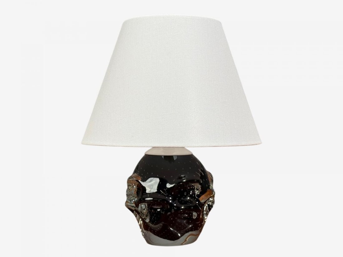 Kosta, Small Table Lamp, Black Glass, Sweden, 1950s - 3