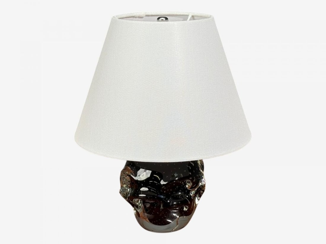 Kosta, Small Table Lamp, Black Glass, Sweden, 1950s - 5