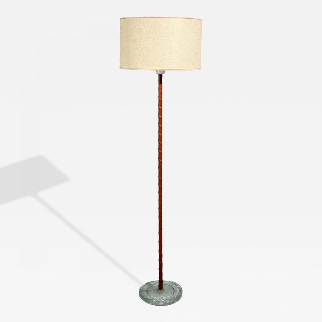Falkenbergs Belysning, Floor Lamp, Leather, Glass, Sweden, 1960s (1 of 10)