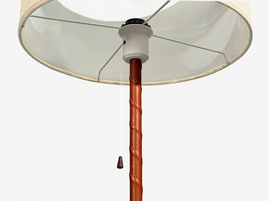 Falkenbergs Belysning, Floor Lamp, Leather, Glass, Sweden, 1960s - 5