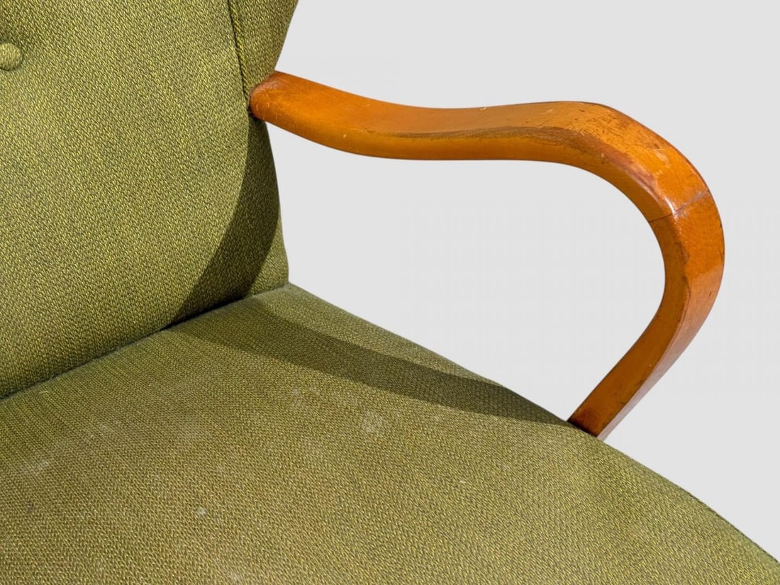 Swedish Modern, Lounge Chairs, Elm, Green Fabric, Sweden, 1930s - 8