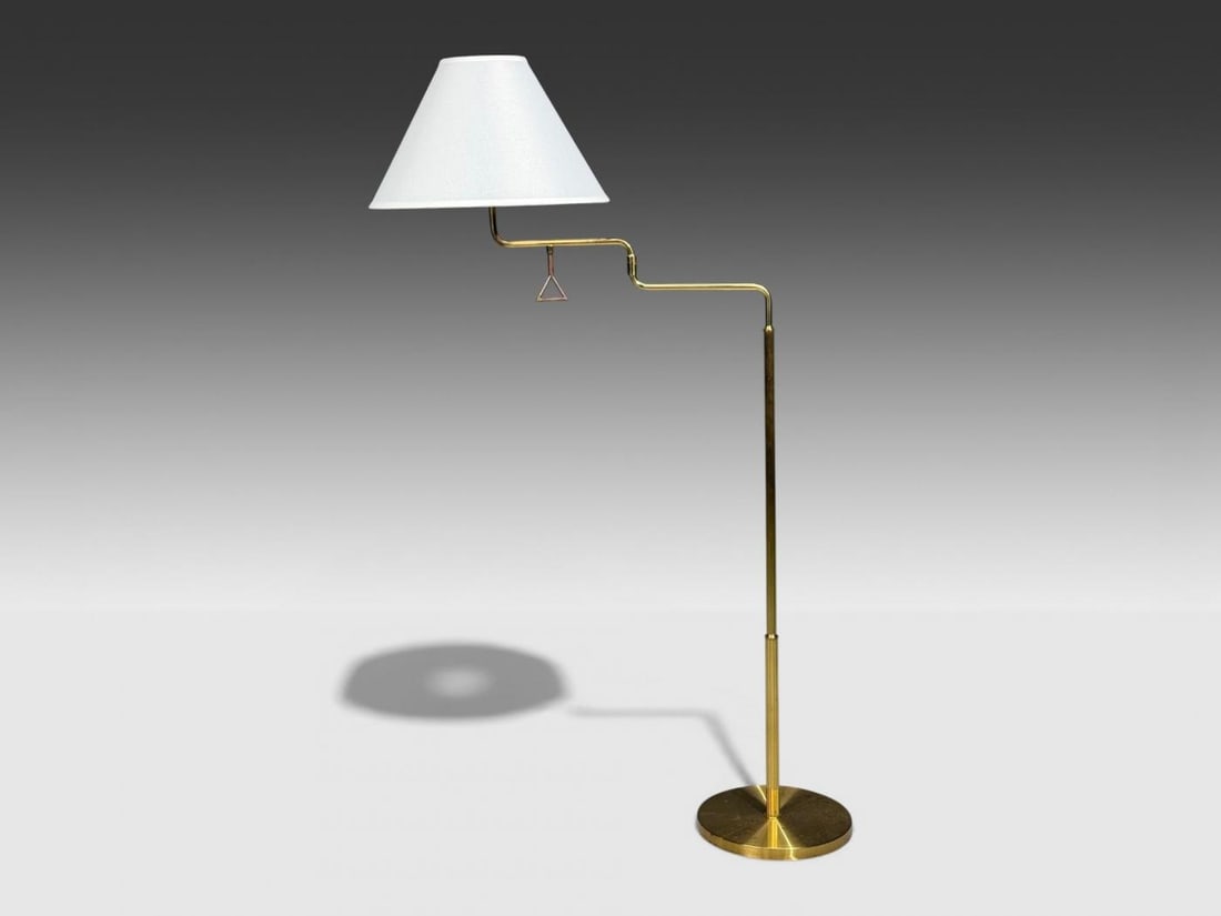 Armaturhantverk Göteborg, Articulating Floor Lamps, Brass, Fabric, Sweden, 1960s - 3