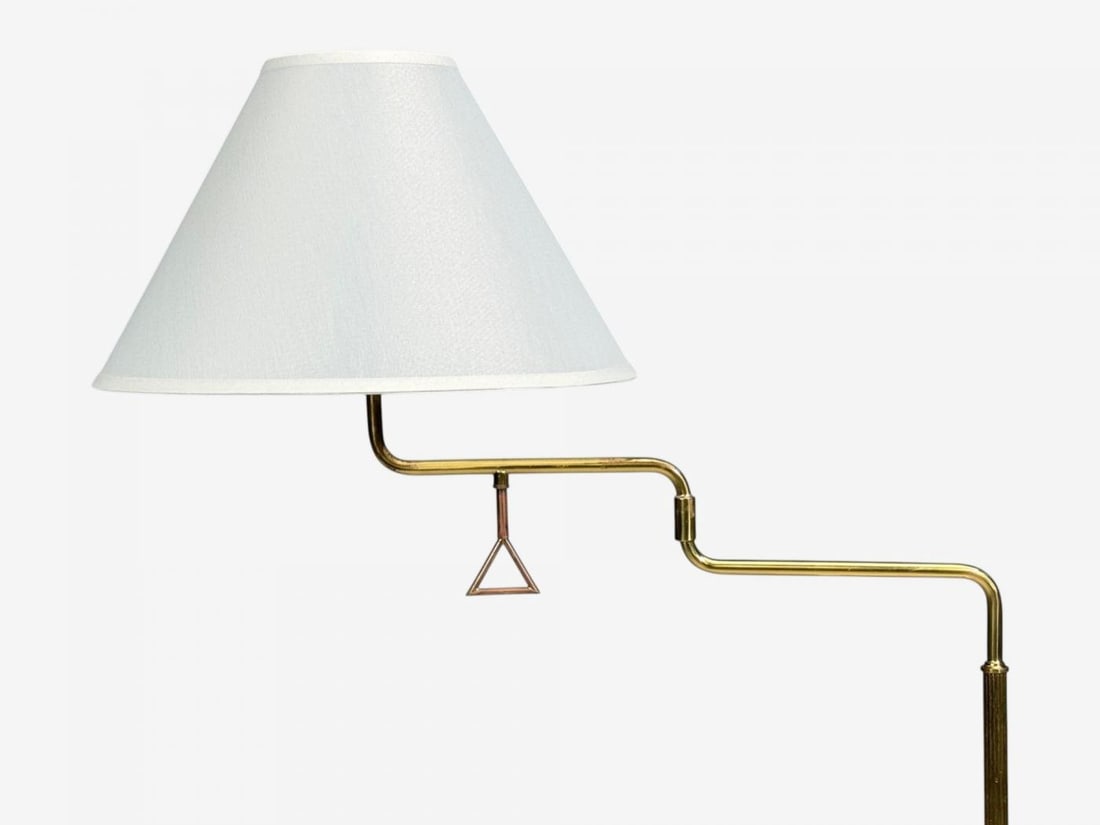 Armaturhantverk Göteborg, Articulating Floor Lamps, Brass, Fabric, Sweden, 1960s - 8