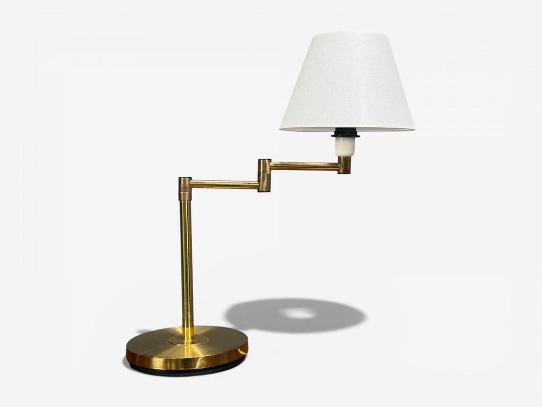 Fagerhults, Articulating Desk Lamp, Brass, Sweden, 1960s - 3