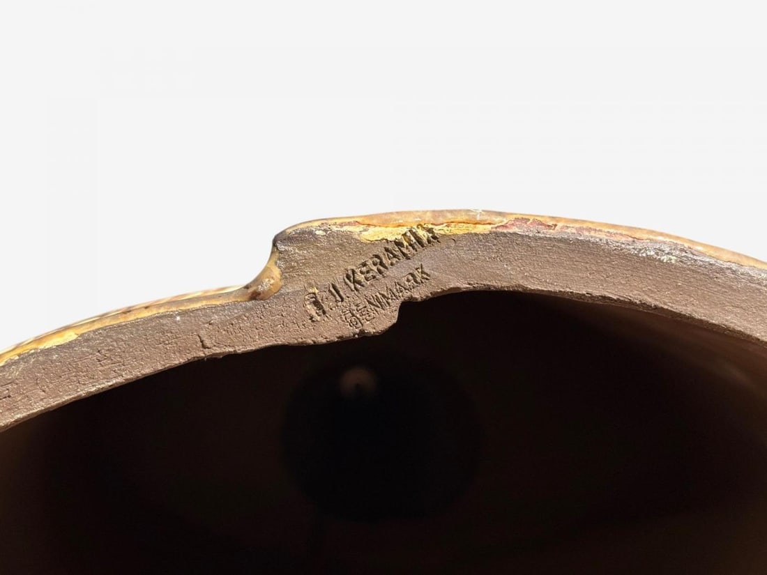 BJ Keramik, Large Table Lamp, Brown Stoneware, Denmark, 1960's - 12