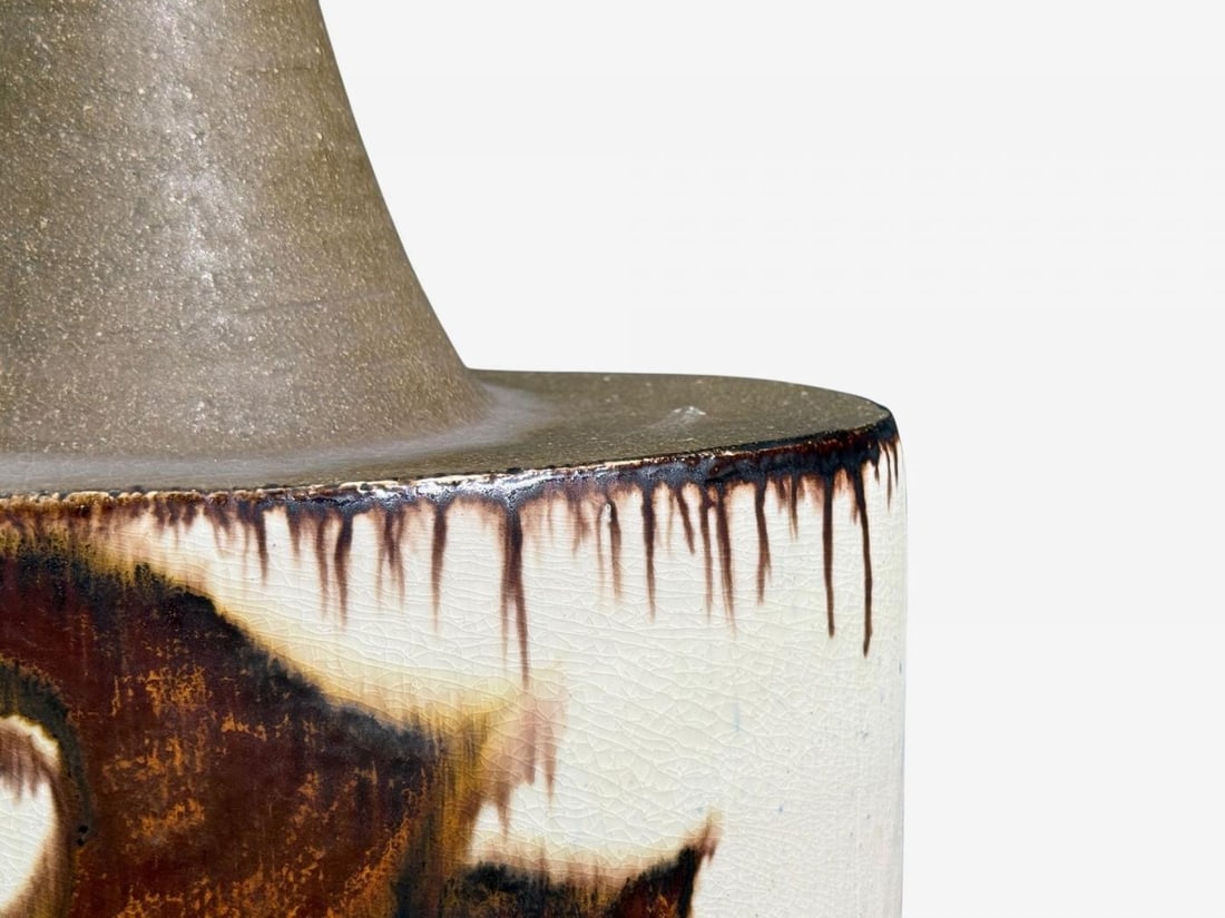 BJ Keramik, Large Table Lamp, Brown Stoneware, Denmark, 1960's - 9