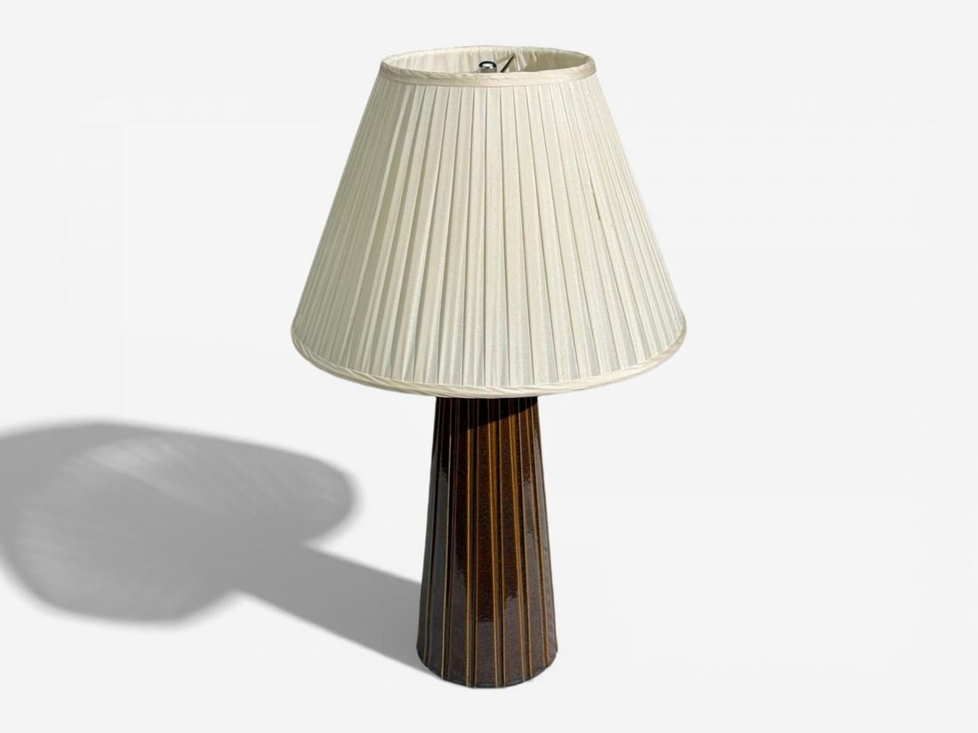 Bruno Karlsson, Large Table Lamp, Brown Stoneware, Sweden, 1960s - 2